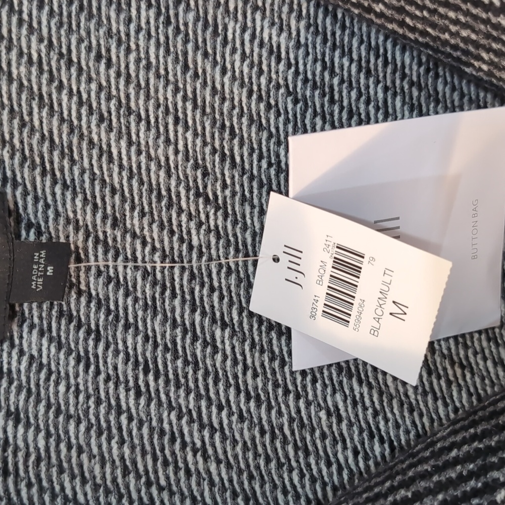J Jill Herringbone Sweater W/Fringe Black M New - Picture 5 of 13